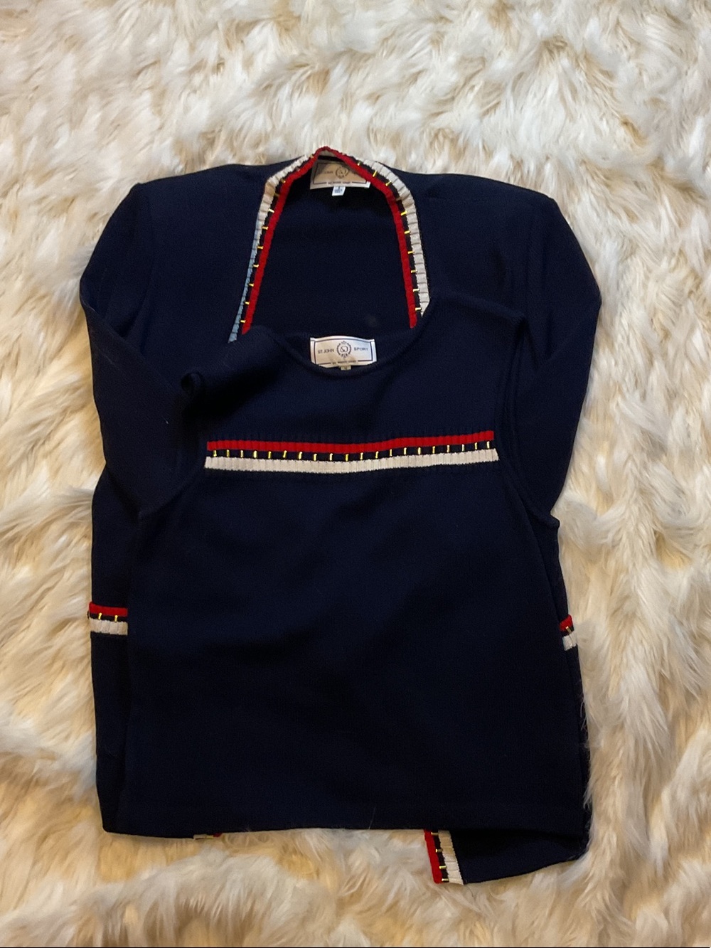 Sleeveless Knit Top with Stripe Detail - Navy